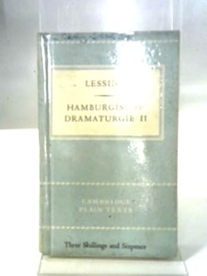 Bild des Verkufers fr Hamburgische Dramaturgie II zum Verkauf von World of Rare Books