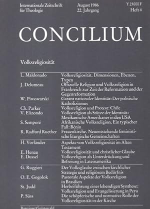 Bild des Verkufers fr Concilium. Heft 4. 22. Jahrgang. 1986. : Volksreligiositt zum Verkauf von Auf Buchfhlung