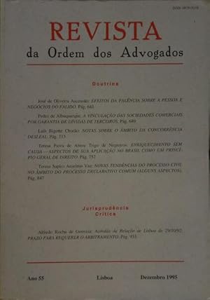 REVISTA DA ORDEM DOS ADVOGADOS ANO 55 - III, DEZEMBRO 1995.