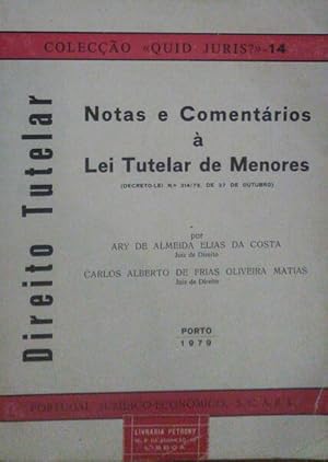 Seller image for NOTAS E COMENTRIOS  LEI TUTELAR DE MENORES. for sale by Livraria Castro e Silva