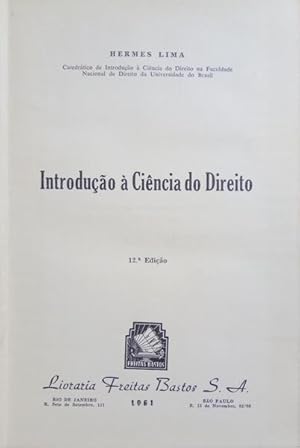 Immagine del venditore per INTRODU��O � CI�NCIA DO DIREITO. venduto da Livraria Castro e Silva