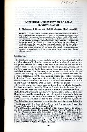 Seller image for Analytical Determination of Form Friction Factor (Journal of Hydraulic Engineering) for sale by Dorley House Books, Inc.