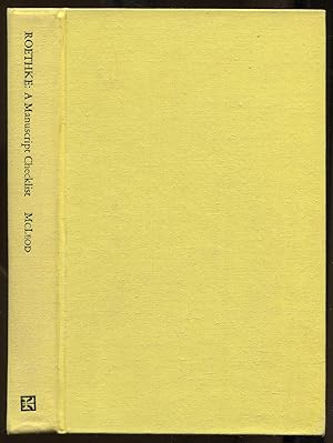 Bild des Verkufers fr Theodore Roethke: A Manuscript Checklist zum Verkauf von Between the Covers-Rare Books, Inc. ABAA