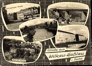 Bild des Verkufers fr Ansichtskarte / Postkarte Wilkau Halau in Sachsen, Schneeberger Strae, Autobahnbrcke, Sandberg-Siedlung zum Verkauf von akpool GmbH