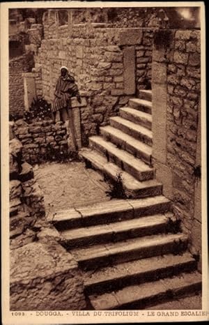 Bild des Verkufers fr Ansichtskarte / Postkarte Dougga Tunesien, Villa du Trifolium, Le Grand Escalier zum Verkauf von akpool GmbH