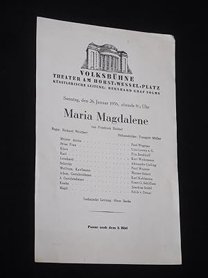 Bild des Verkufers fr Programmzettel Volksbhne Theater am Horst-Wessel-Platz 1935/36. MARIA MAGDALENE von Hebbel. Insz.: Richard Weichert, Bhnenbild: Traugott Mller, techn. Ltg.: Hans Sachs. Mit Paul Wegener (Anton), Fita Benkhoff (Klara), Lina Lossen, Kurt Waitzmann, Alexander Golling, Paul Wagner, Werner Schott, Karl Kahlmann, Ernst G. Schiffner, Joachim Seidel, Edith von Donath zum Verkauf von Fast alles Theater! Antiquariat fr die darstellenden Knste