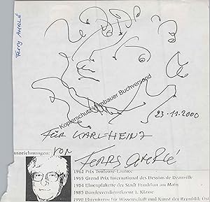 Original Zeichnung mit Widmung von Ferry Ahrle (1924-2018) /// Autograph signiert signed signee