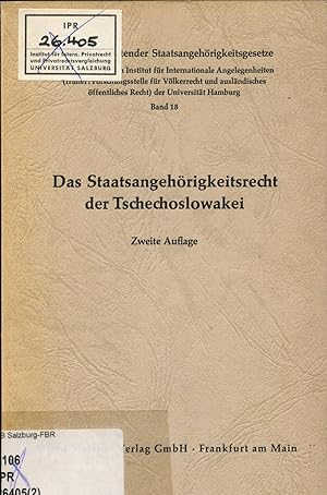 Bild des Verk�ufers f�r Das Staatsangeh�rigkeitsrecht der Tschechoslowakei zum Verkauf von avelibro OHG