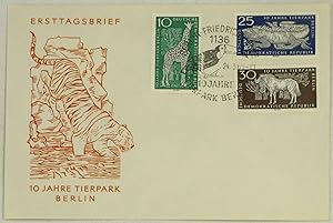 Bild des Verkufers fr Dekorativer Ersttagsbrief 10 Jahre Tierpark Berlin 1965, zum Verkauf von Versandantiquariat Hbald