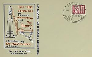 Bild des Verkufers fr Ersttagsbrief 25. Jahrestag des 1. bemannten Weltraumfluges durch Juri Gagarin 1961-1986, zum Verkauf von Versandantiquariat Hbald