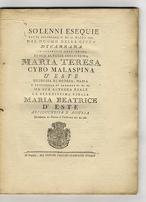 Solenni esequie fatte celebrare il dì 17 marzo 1791 nel duomo della città di Carrara in suffragio...