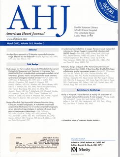 Seller image for American Heart Journal (AHJ) Vol 163, No. 3 March 2012: Editorial-An Algorithmic Approach to ST-elevation Myocardial Infarction Triage-Effective Not Foolproof for sale by Never Too Many Books