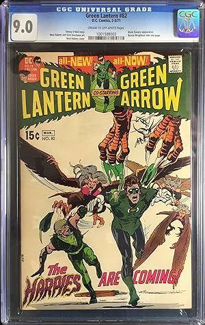 Seller image for GREEN LANTERN No. 82 co-starring GREEN ARROW (Feb./March1971) CGC Graded 9.0 (VF/NM) for sale by OUTSIDER ENTERPRISES