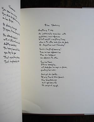 Three Manuscript Poems: ["Give or Take", "Veronica" and "Blue Stocking" printed by Eric Cleave in...