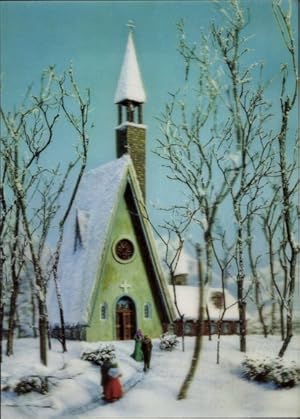 3 D Ansichtskarte / Postkarte Church in winter, verschneite Kirche