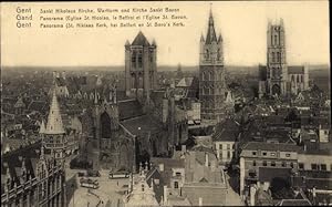 Image du vendeur pour Ansichtskarte / Postkarte Gand Gent Ostflandern, Panorama, Sankt Nikolaus Kirche, Wartturm, Kirche Sankt Bavon mis en vente par akpool GmbH