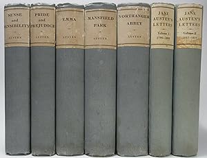 Image du vendeur pour The Novels of Jane Austen & Jane Austen's Letters (7 Volumes) The novels are 6 Works in 5 Volumes - Sense & Sensibility, Pride & Prejudice, Mansfield Park, Emma, Northanger Abbey and Persuasion. The letters are those to her sister Cassandra and others collected and edited by R W Chapman mis en vente par Rainford & Parris Books - PBFA