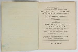 Seller image for Observationes nonnullae zootomicae os cordis cervi, claviculas felis, os thoracicum limacis agrestis et intestina coeca urogalli spectantes. Dissertatio Inauguralis. for sale by Antiq. F.-D. Shn - Medicusbooks.Com