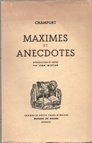 Seller image for Maximes et anecdotes for sale by dansmongarage