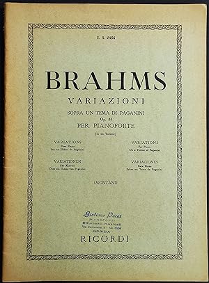 Brahms - Variazioni Sopra un Tema di Paganini Op.35 Pianoforte - Ed. Ricordi