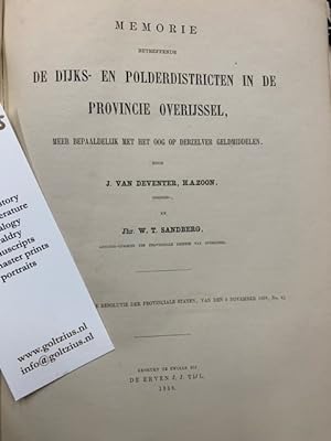 Memorie betreffende de dijks- en polderdistricten in de Provincie Overijssel, meer bepaaldelijk m...