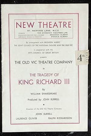 Seller image for The Tragedy of King Richard III (peter Cushing, Laurence Olivier, Vivien Leigh) for sale by Shore Books