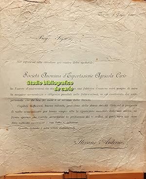 Documento di cessione Fabbrica conserve CIRIO di Via Nizza, 64 in Torino 1892