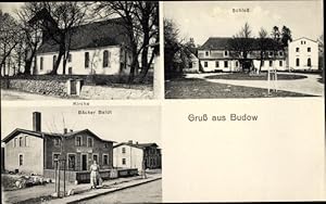 Ansichtskarte / Postkarte Budowo Budow Pommern, Schloss, Bäcker Baldt, Kirche