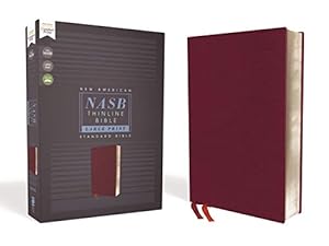 NASB, Thinline Bible, Large Print, Bonded Leather, Burgundy, Red Letter Edition, 1995 Text, Comfo...