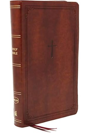 NKJV, End-of-Verse Reference Bible, Personal Size Large Print, Leathersoft, Brown, Red Letter, Co...