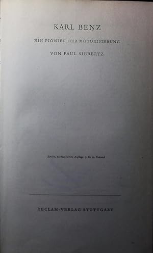 Bild des Verkufers fr Karl Benz. zum Verkauf von Antiquariat Bookfarm