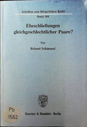 Seller image for Eheschlieungen gleichgeschlechtlicher Paare?. for sale by Antiquariat Bookfarm