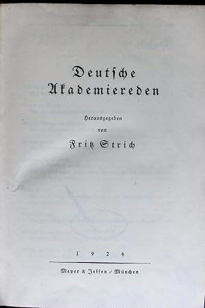 Bild des Verkufers fr Deutsche Akademiereden. zum Verkauf von Antiquariat Bookfarm