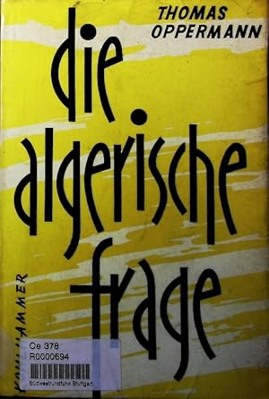 Seller image for Die algerische Frage. Rechtlich-politische Studie. for sale by Antiquariat Bookfarm