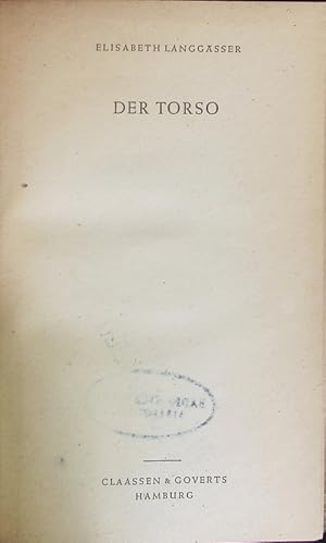 Bild des Verkufers fr Der Torso. zum Verkauf von Antiquariat Bookfarm