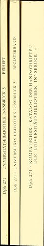 Bild des Verkufers fr Katalog der Handschriften der Universittsbibliothek Innsbruck Teil 3, Codices 201-300, Katalogband + Registerband + Beiheft Tafeln zum Verkauf von avelibro OHG