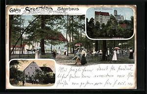 Bild des Verkufers fr Ansichtskarte Frohburg, Gasthaus Jgerhaus / Streitwald, Schloss Gnandstein zum Verkauf von Bartko-Reher