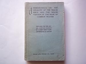 Immagine del venditore per A Memorandum on the Legality of the Welsh Bible and the Welsh Version of the Book of Common Prayer. venduto da Carmarthenshire Rare Books