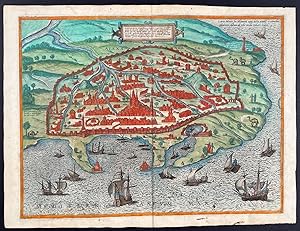 1575 View of Alexandria Egypt Color Engraving 20"x15"