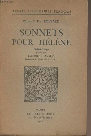 Bild des Verkufers fr Sonnets pour Hlne - "Textes littraires franais" zum Verkauf von Le-Livre
