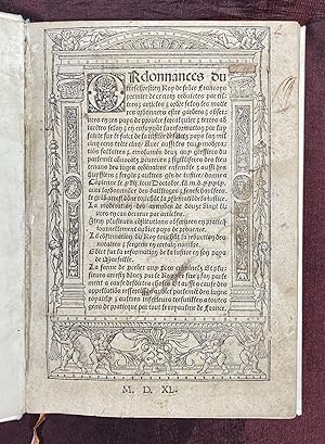 [FRENCH LAW, PROVENCE 1539]. Ordonnances du treschrestien [i.e. tres chrestien] Roy de france Fra...