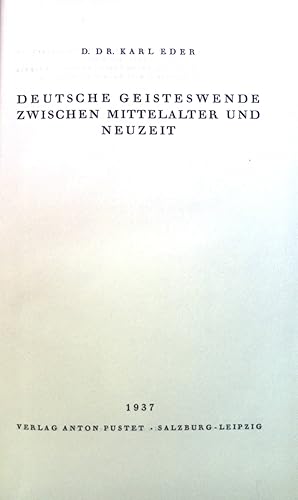 Bild des Verkufers fr Deutsche Geisteswende zwischen Mittelalter und Neuzeit. Bd. 8. zum Verkauf von books4less (Versandantiquariat Petra Gros GmbH & Co. KG)