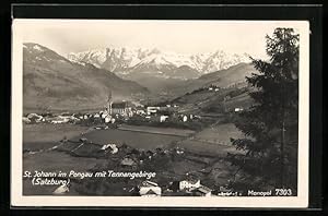 Ansichtskarte St. Johann im Pongau, Gesamtansicht mit Tennengebirge