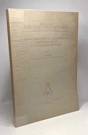 Immagine del venditore per De sacerdotibus sacerdotiisque Alexandri Magni et Lagidarum eponymis / klasse der letteren n42 venduto da crealivres