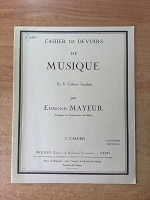 Seller image for CAHIER DE DEVOIRS DE MUSIQUE EN 8 CAHIERS GRADUES 3e cahier questions rponses for sale by KEMOLA