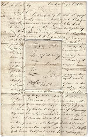 1735 - Letter between two prominent merchants discuss the shipping of "Pennopscot" beaver pelts a...