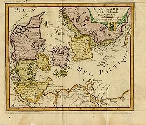 Antique Map-Denmark and Sweden with provinces-Sjaelland-Gotaland-De Fer-1721