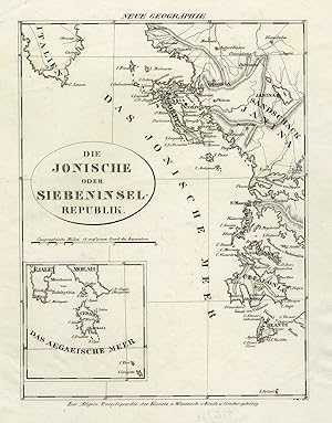 Antique Map-Ionian sea-Greece-Siebeninsel Republik-Ersch und Gruber-ca. 1880