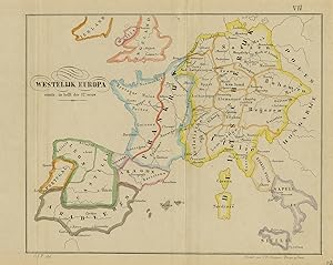 Antique Map-History-View of Europe around 1150 AD-Scheepens-1866