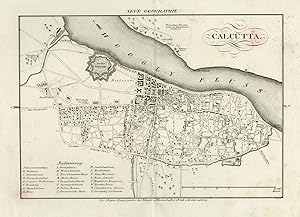 Antique Map-The harbour and city of Calcutta in India-Ersch und Gruber-ca. 1880